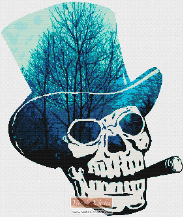 Skull smoking counted cross stitch kit - 1