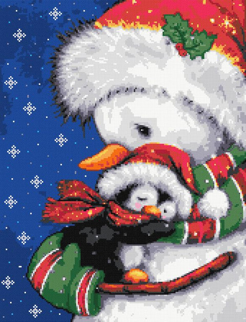 Snowman hug Christmas counted cross stitch kit