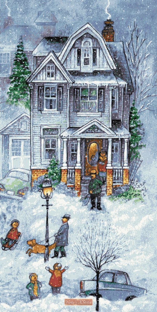 Snowy street No3 counted cross stitch kit - 1