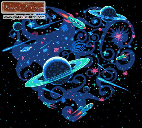 Space galaxy stars counted cross stitch kit