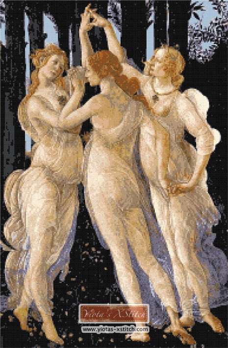 Three graces Botticelli counted cross stitch kit