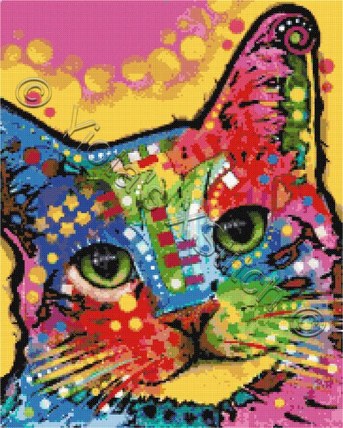 Tilt cat abstract counted cross stitch kit