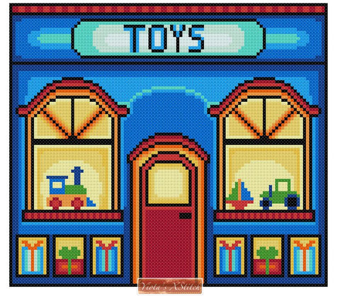 Toy shop cross stitch kit