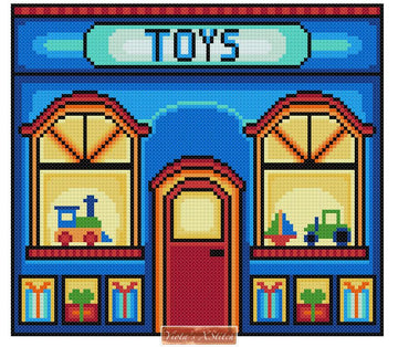 Toy shop cross stitch kit