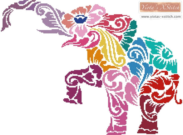 Tribal elephant multicolour modern cross stitch kit - 1