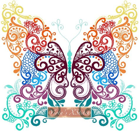 Tribal floral butterfly cross stitch kit