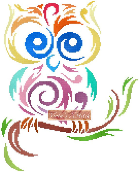 Tribal owl multicolour counted cross stitch kit