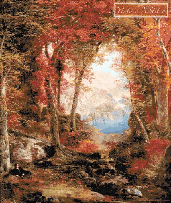Under the trees autumnal woods counted cross stitch kit - 1