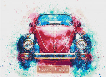Beetle car counted cross stitch kit