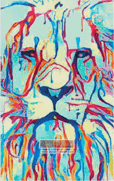 Watercolour lion counted cross stitch kit