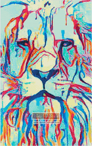 Watercolour lion counted cross stitch kit