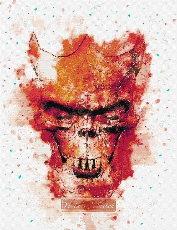 Watercolour skull counted cross stitch kit - 1