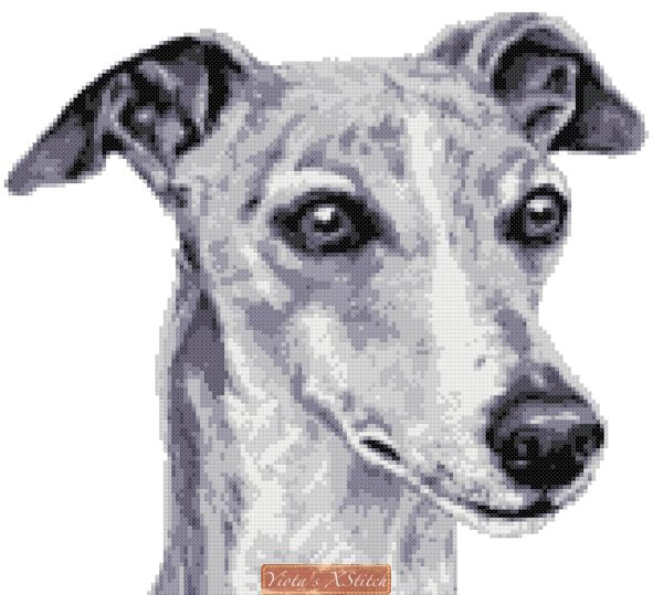 Whippet grey and white cross stitch kit - 1