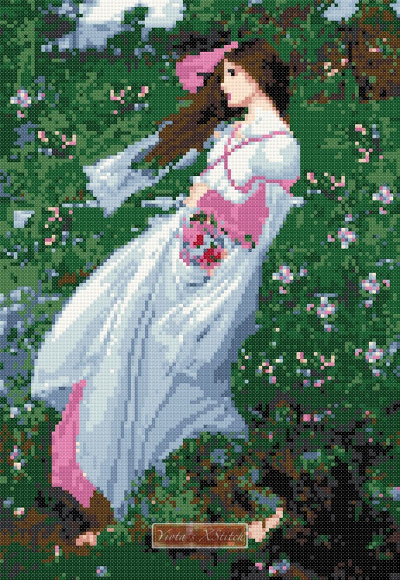 Windswept by John William Waterhouse counted cross stitch kit