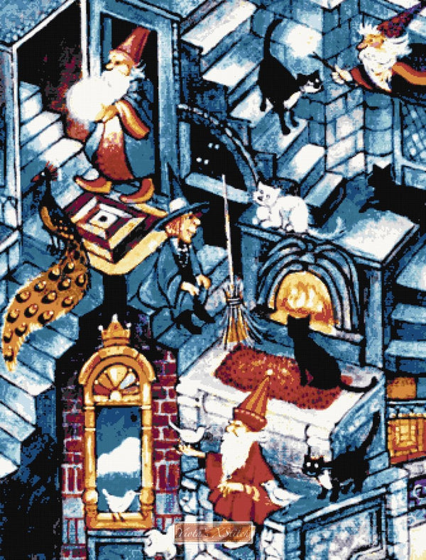 Wizards with cats counted cross stitch kit - 1