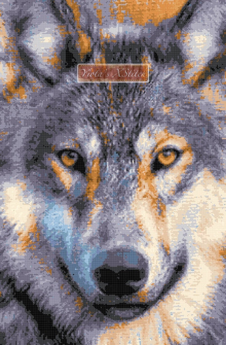 Wolf face (v2) counted cross stitch kit - 1