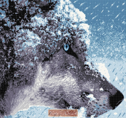 Wolf in snow counted cross stitch kit
