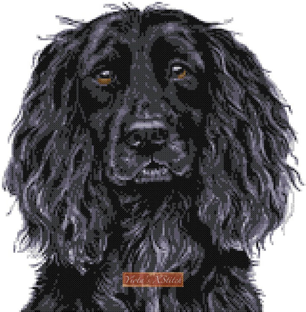 Working cocker spaniel black cross stitch kit - 1