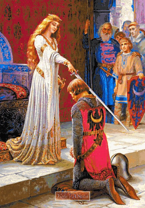 The accolade by Edmund Leighton in cross stitch kit