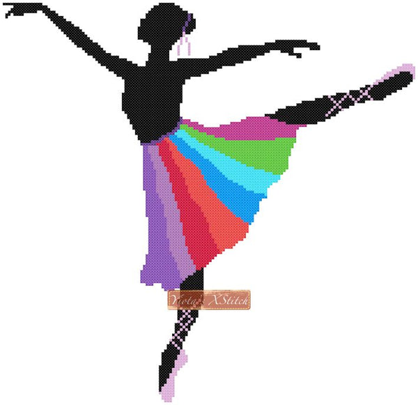 Rainbow ballerina cross stitch kit - 1