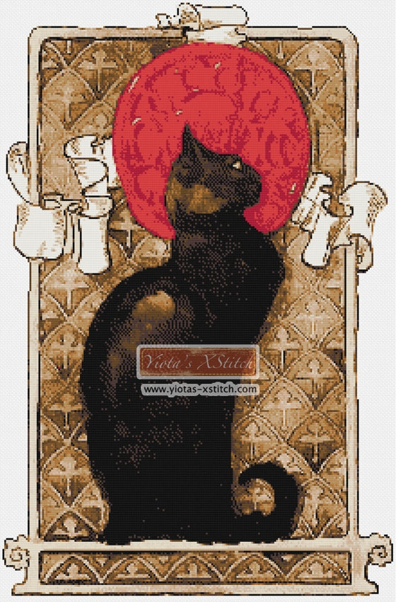 Black cat Art Nouveau counted cross stitch kit - 1