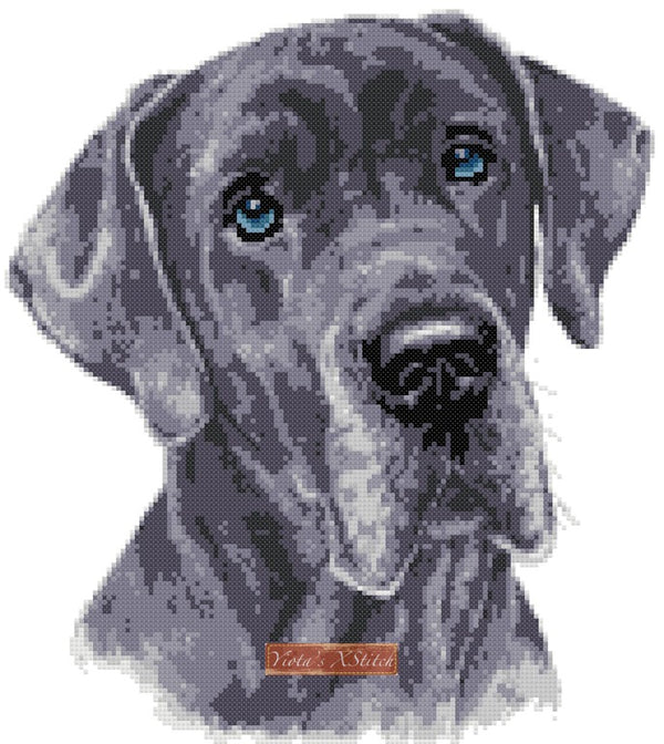Blue Great Dane counted cross stitch kit - 1