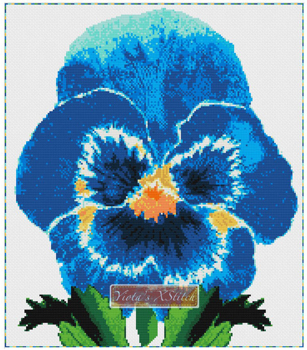 Blue pansy counted cross stitch kit - 1