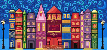 Book village cross stitch kit