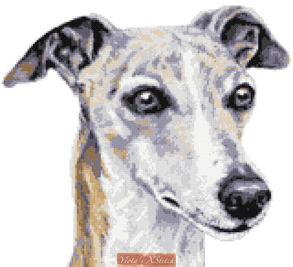 Brindle Whippet cross stitch kit - 1