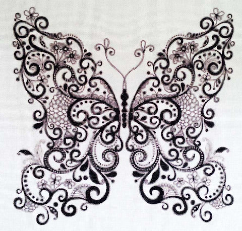 Butterfly in black and white cross stitch kit