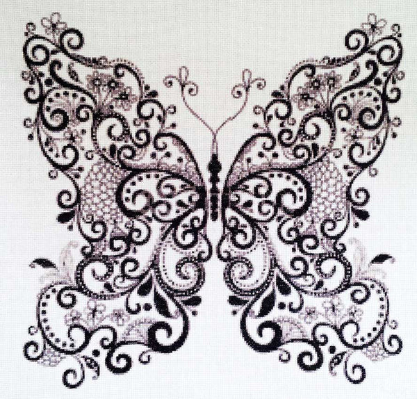 Butterfly in black and white cross stitch kit - 1