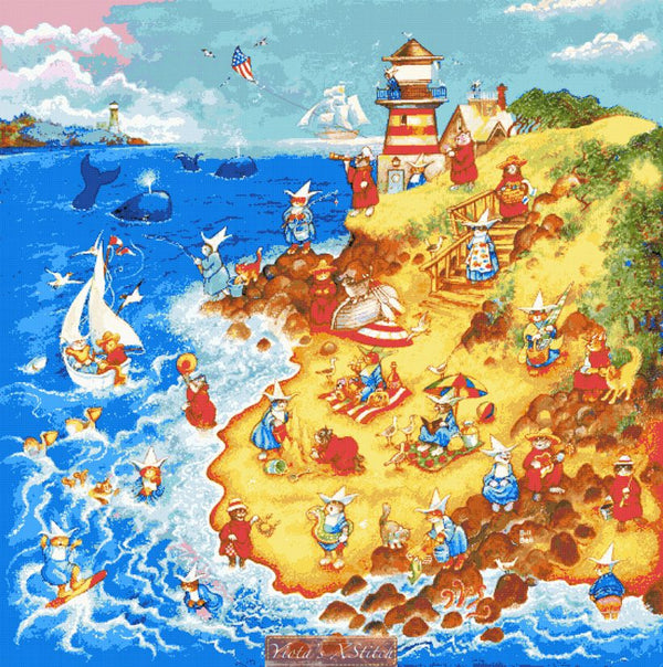 Holy cats by the sea full coverage cross stitch kit - 1