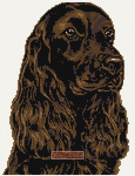 Chocolate cocker spaniel counted cross stitch kit