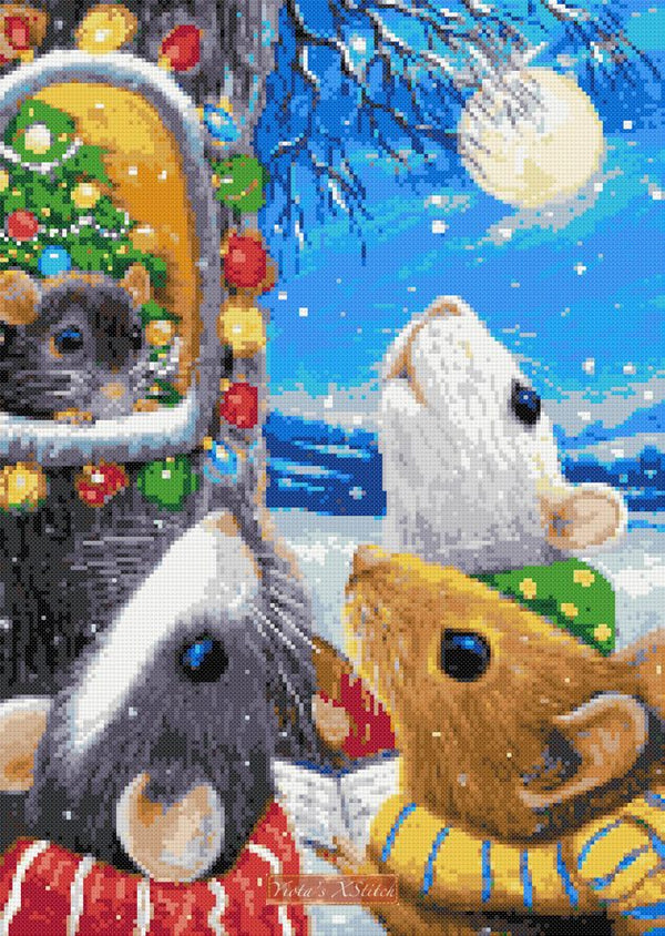 Mice wish you a Merry Christmas cross stitch kit - 1