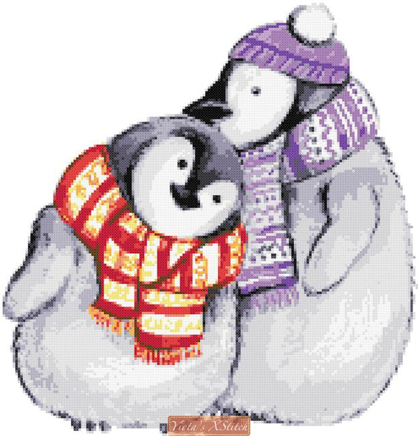 Penguin loving couple counted cross stitch kit - 1