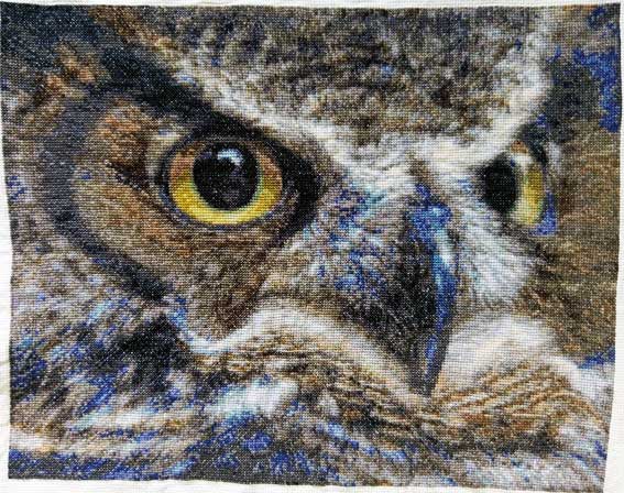 Dark owl cross stitch kit