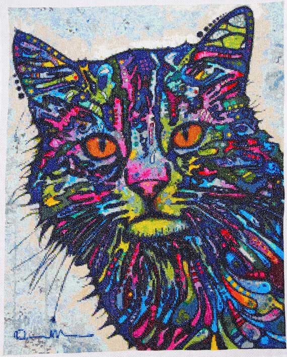 Diligence abstract cat modern cross stitch kit - 1