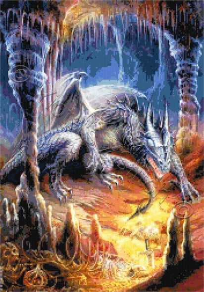 dragon cross stitch kit cave