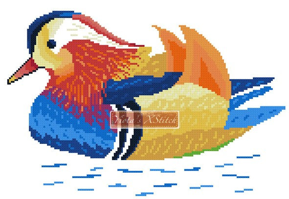 Rainbow mandarin duck cross stitch kit - 1