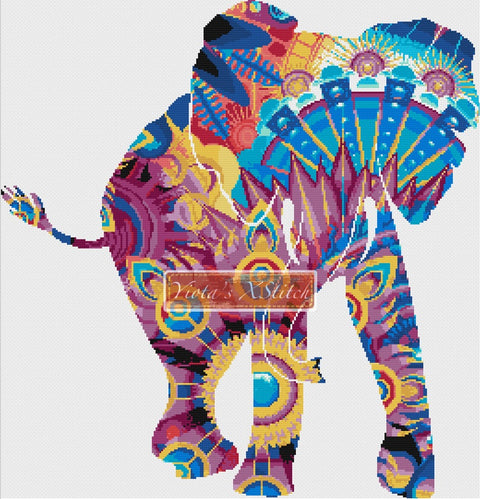 elephant cross stitch kit mandala modern