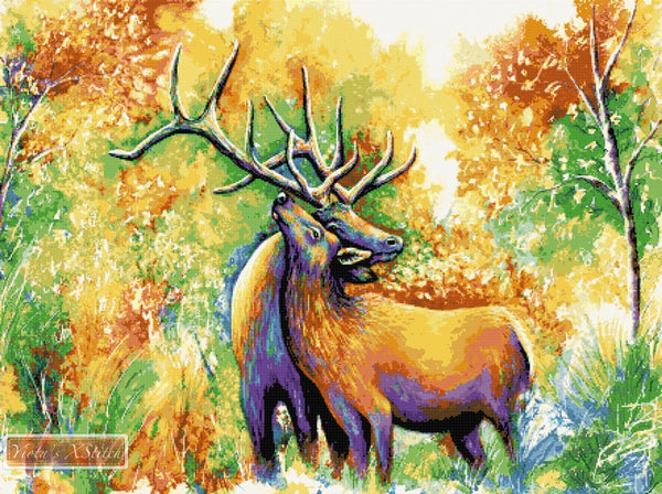 Elk love counted cross stitch kit - 1