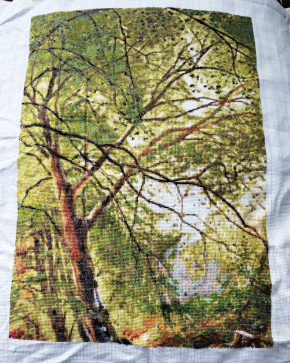 Waldbach (v3) Landschafts-Kreuzstichset