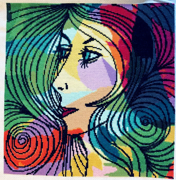 Abstract lady modern counted cross stitch kit