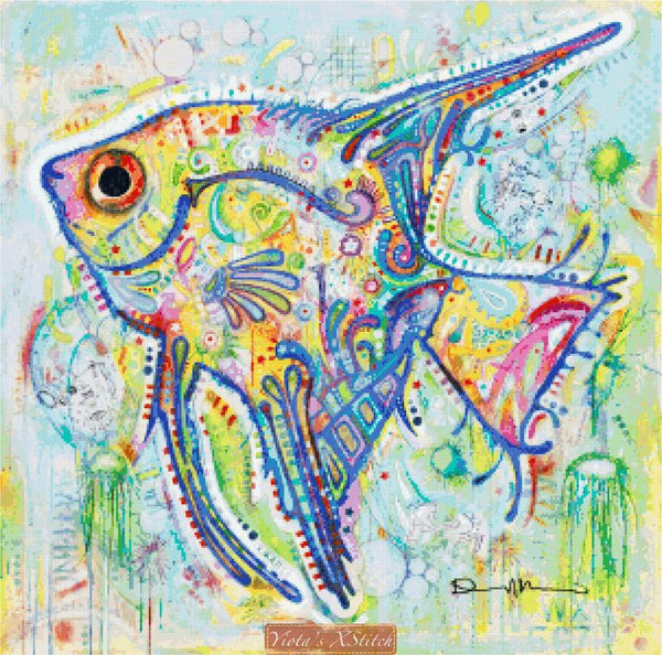 Abstract fish modern cross stitch kit - 1