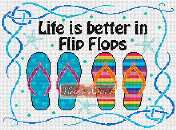 Life is better in flip flops cross stitch kit - 1