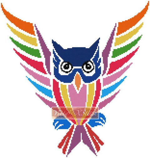 Flying owl counted cross stitch kit