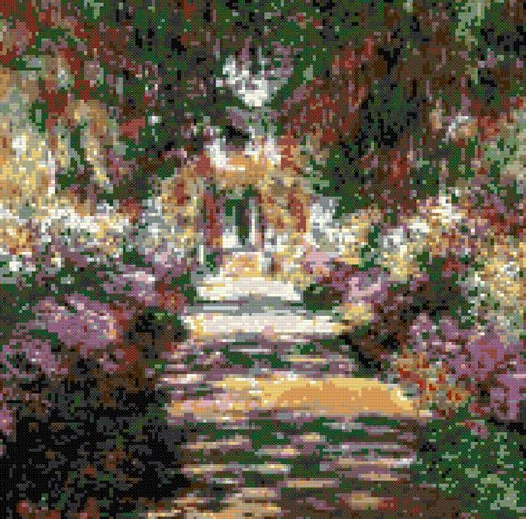 Garden path Monet counted cross stitch kit