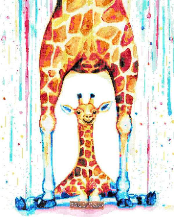 Gorgeous rain giraffe modern cross stitch kit - 1