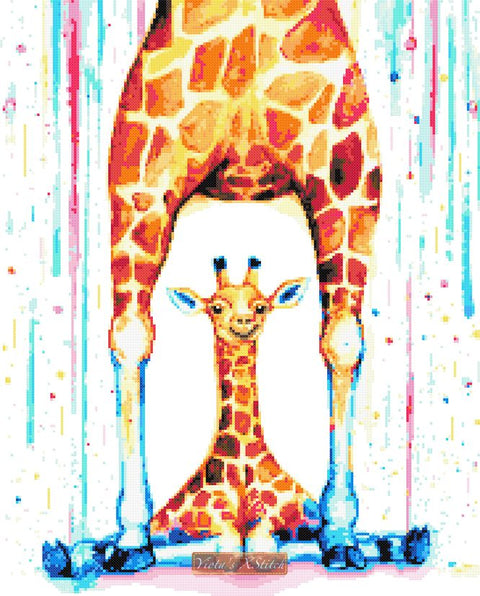 Giraffe cross stitch modern cross stitch kit