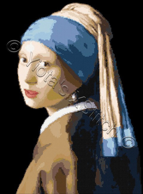 Girl with pearl earring by Vermeer counted cross stitch kit